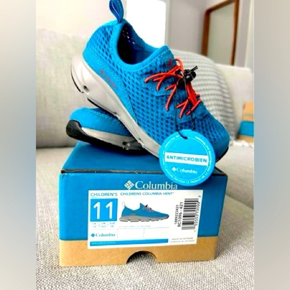 Columbia Childrens Vent Blue Orange Mesh Bungee Sneakers Little Kids Size 11